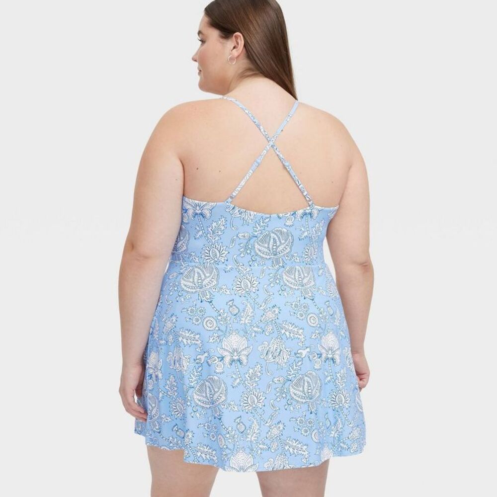 Roller Rabbit - Women's Floral Vines Zip-Front Mini Tennis Dress B Blue - Picture 2 of 4